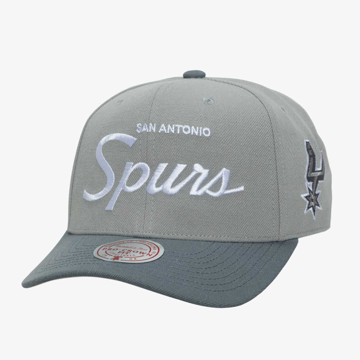 San Antonio Spurs Thunderstorm Head Coach Pro Crown Snapback Hat Gray | Mitchell & Ness for sale