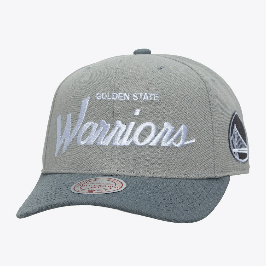 Golden State Warriors Thunderstorm Head Coach Pro Crown Snapback Hat for sale Gray | Mitchell & Ness US