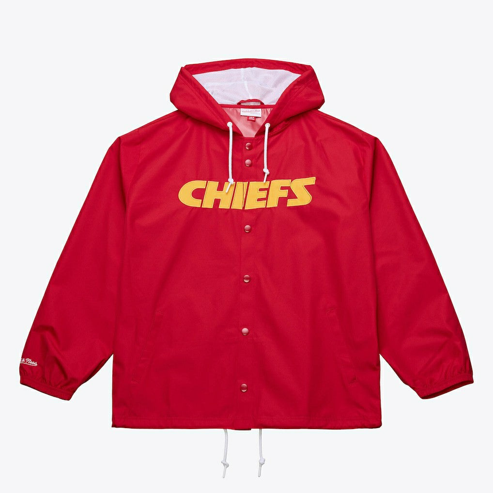 Mitchell & Ness Kansas City Chiefs Coaches Full-Snap Hooded Windbreaker Jacket Red