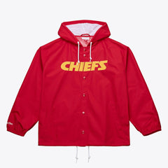 Mitchell & Ness Kansas City Chiefs Coaches Full-Snap Hooded Windbreaker Jacket Red