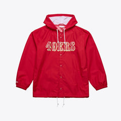 Mitchell & Ness San Francisco 49ers Coaches Full-Snap Hooded Windbreaker Jacket Scarlet
