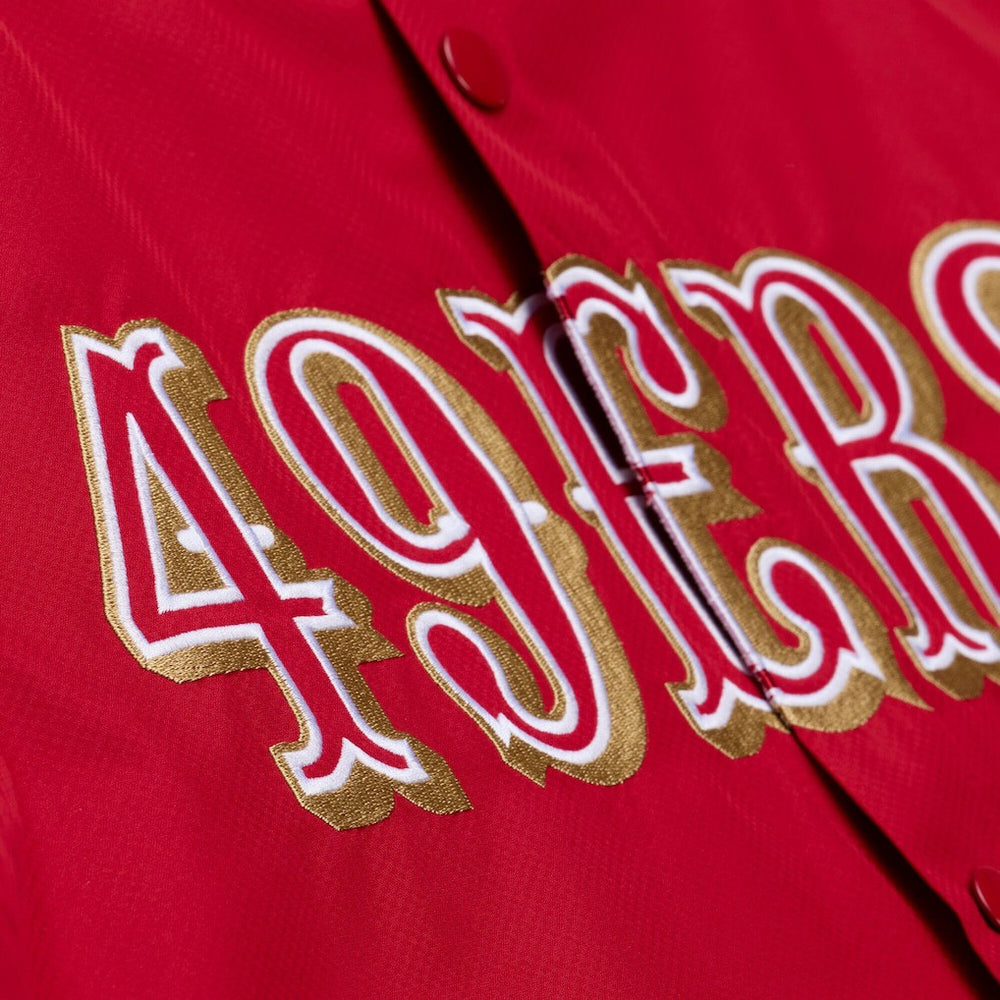 Mitchell & Ness San Francisco 49ers Coaches Full-Snap Hooded Windbreaker Jacket Scarlet