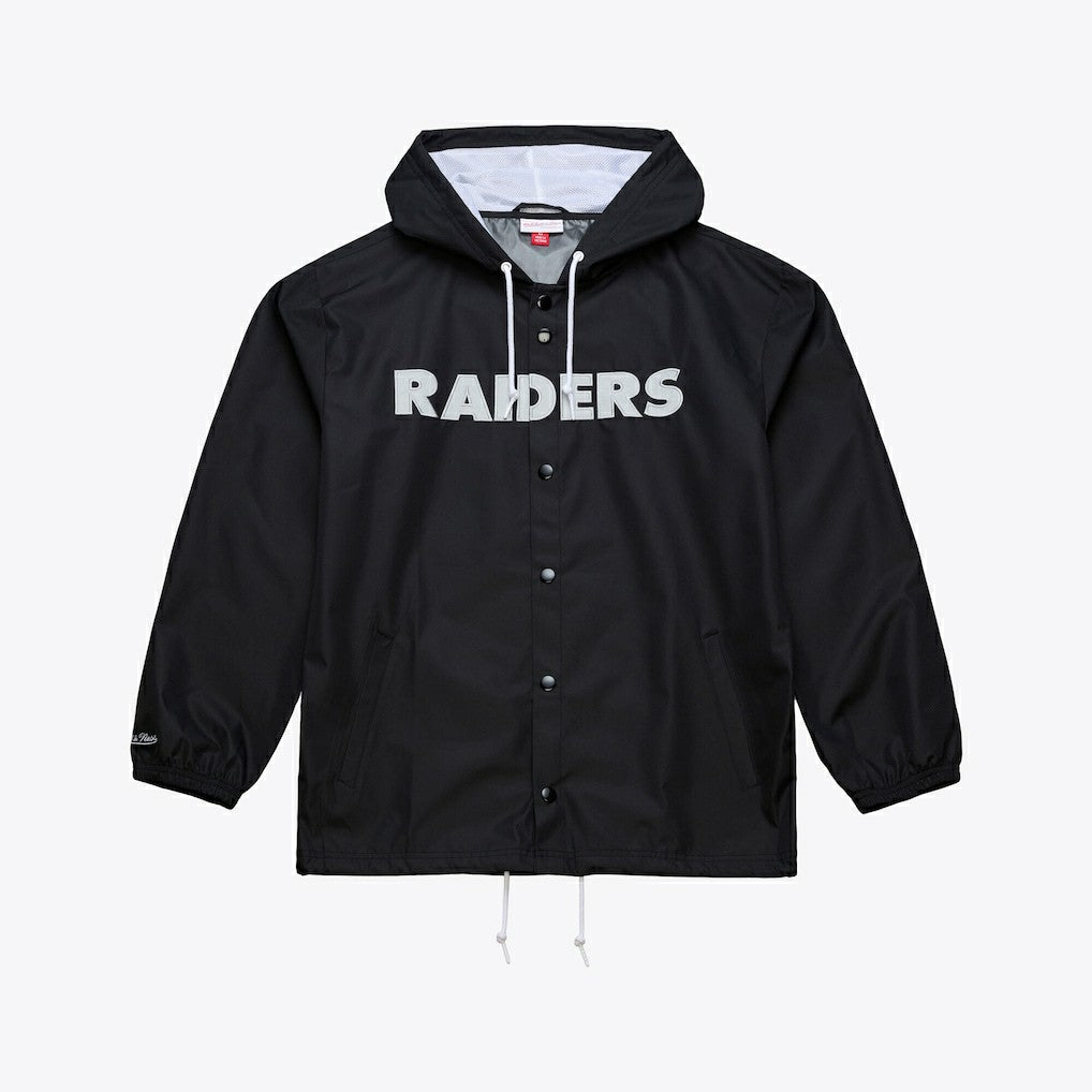 Mitchell & Ness Las Vegas Raiders Coaches Full-Snap Hooded Windbreaker Jacket Black