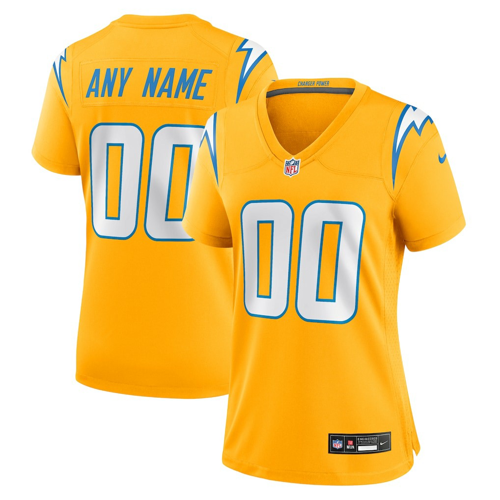 Nike Los Angeles Chargers Women's Alternate Charger Power Game Custom Jersey Gold