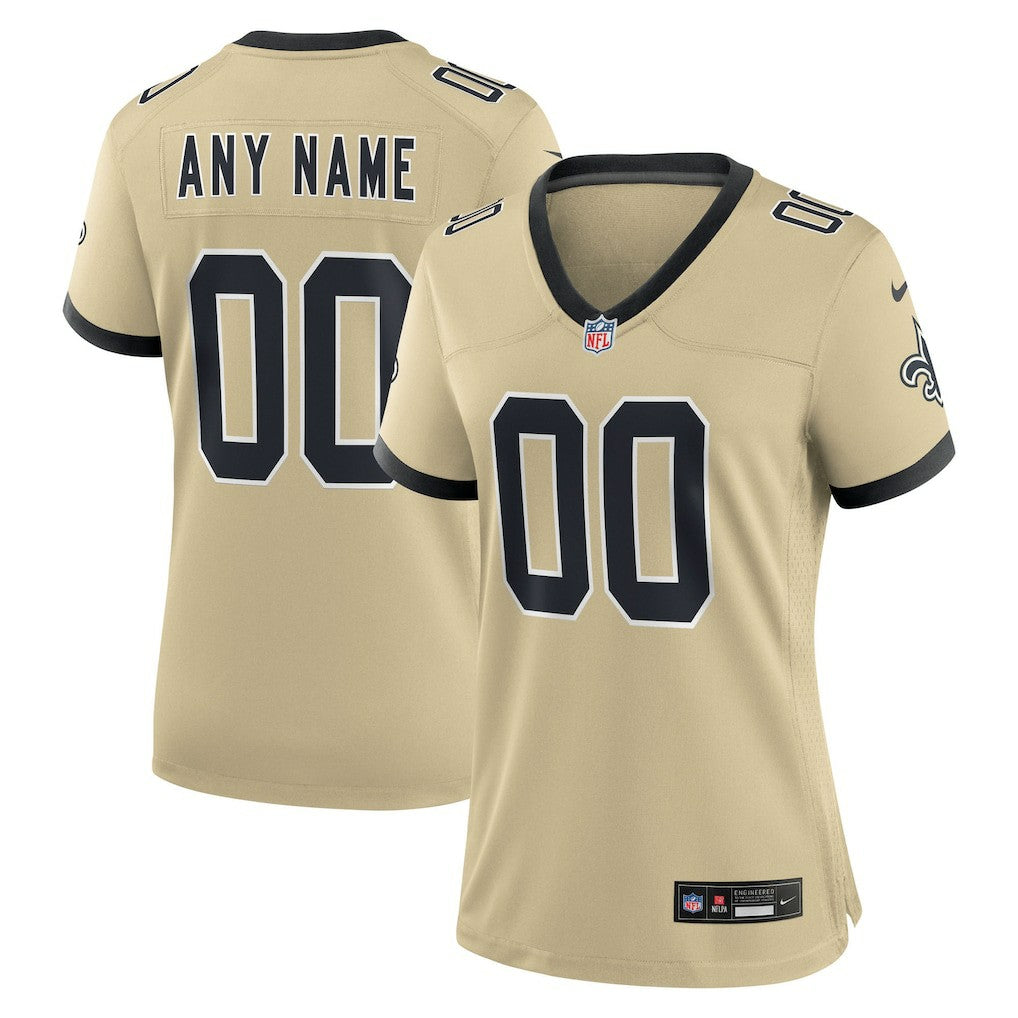 Nike New Orleans Saints Women's Gameday Golds Alternate Custom Game Jersey Gold