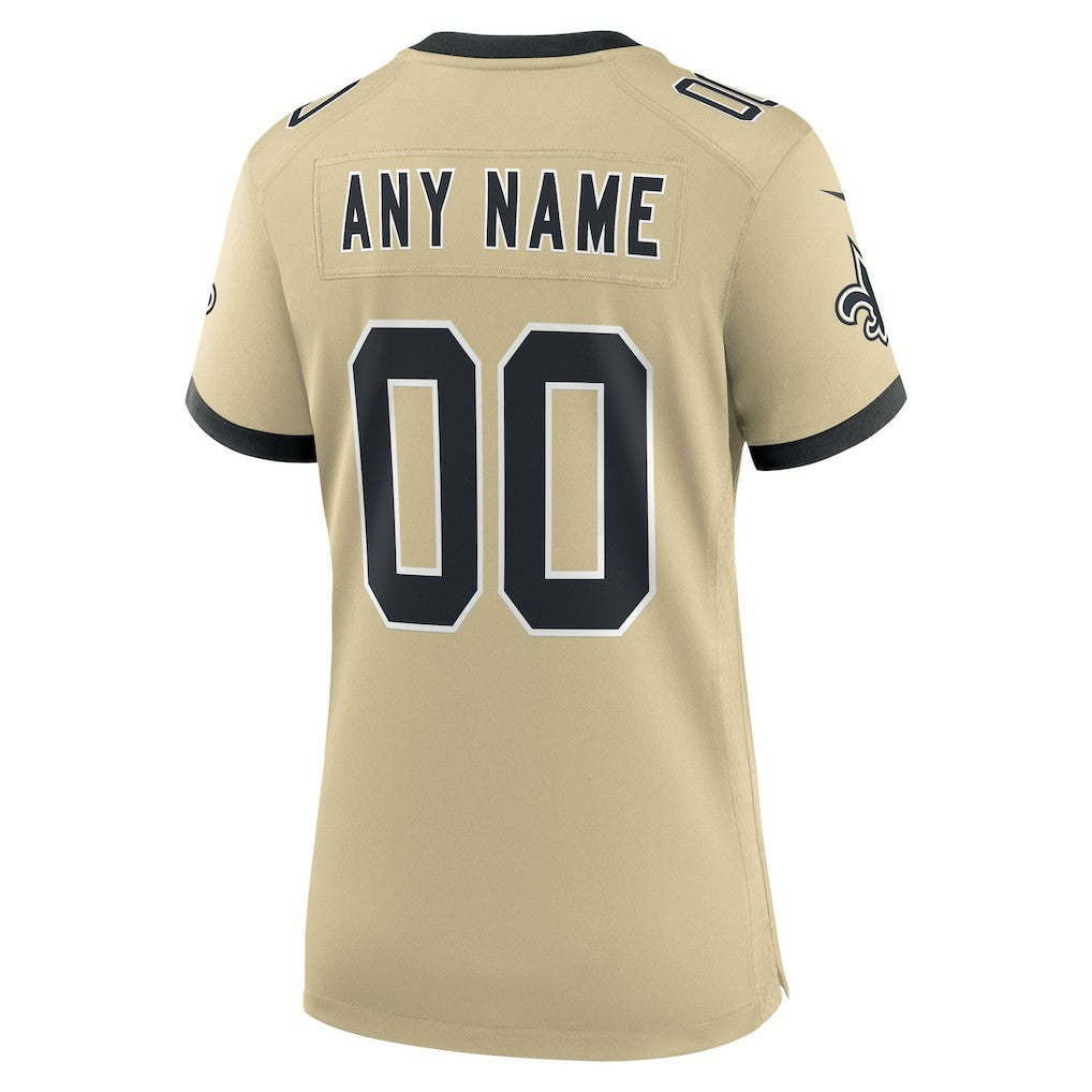 Nike New Orleans Saints Women's Gameday Golds Alternate Custom Game Jersey Gold