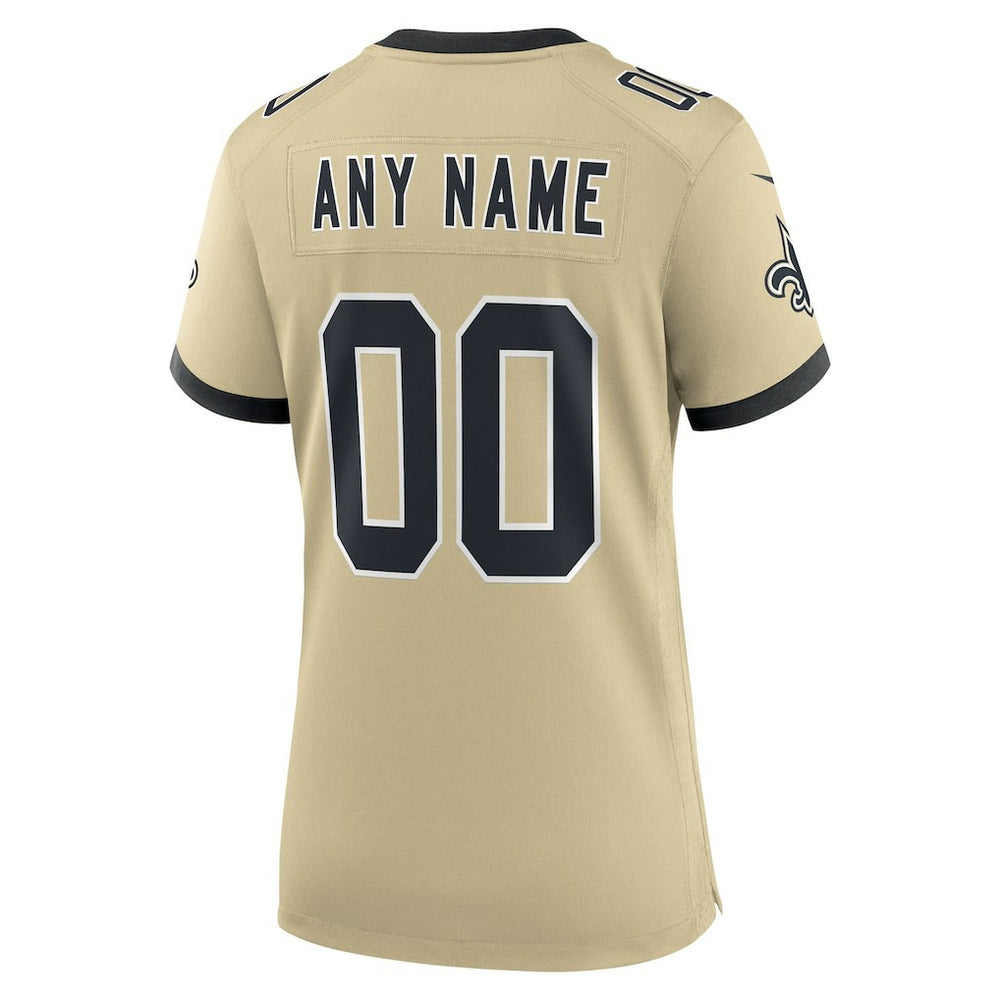 Nike New Orleans Saints Women's Gameday Golds Alternate Custom Game Jersey Gold