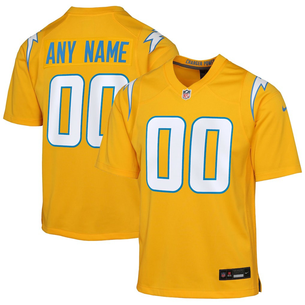 Nike Los Angeles Chargers Youth Alternate Charger Power Game Custom Jersey Gold