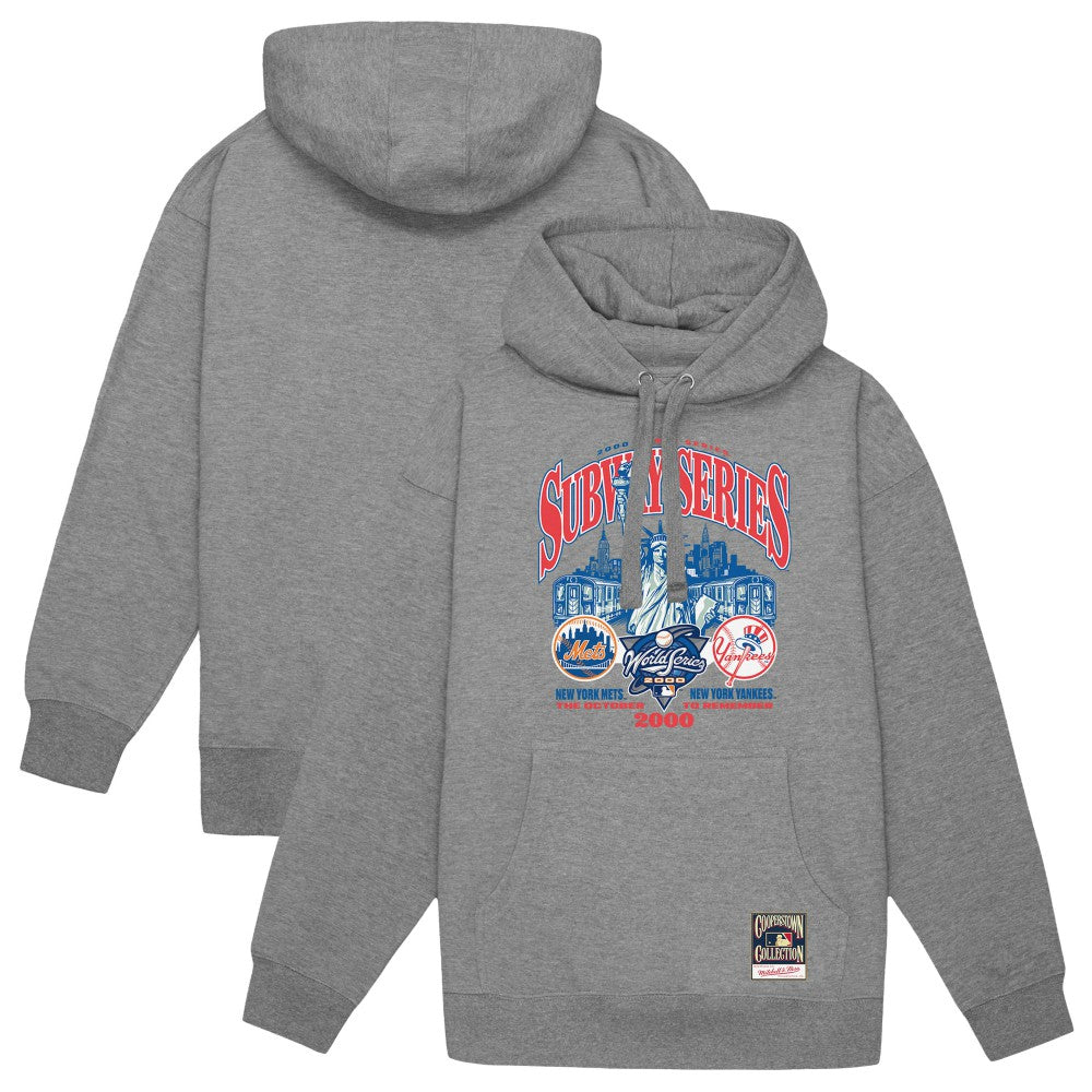 New York Yankees vs. New York Mets Mitchell & Ness 2000 World Series Pullover Hoodie - Heather Gray - Mitchell & Ness Lifestyle