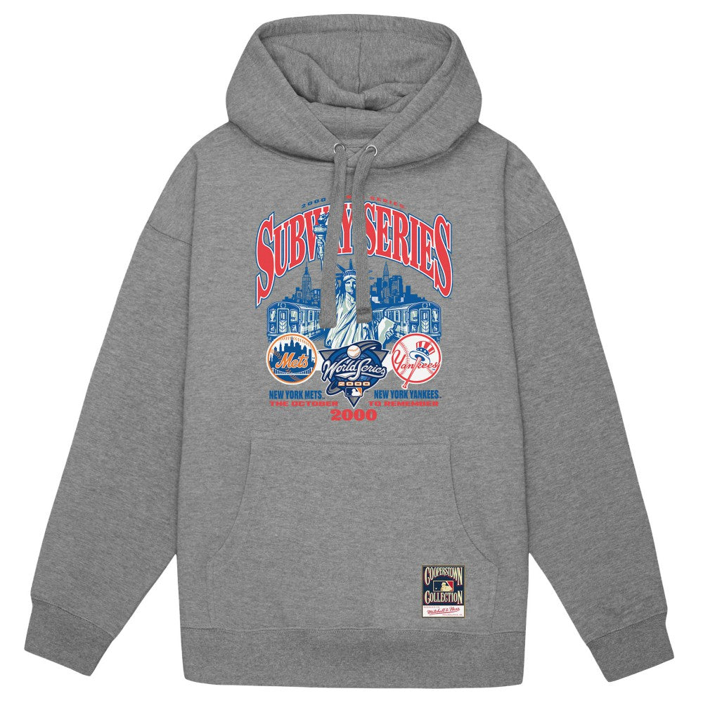 New York Yankees vs. New York Mets Mitchell & Ness 2000 World Series Pullover Hoodie - Heather Gray - Mitchell & Ness Lifestyle