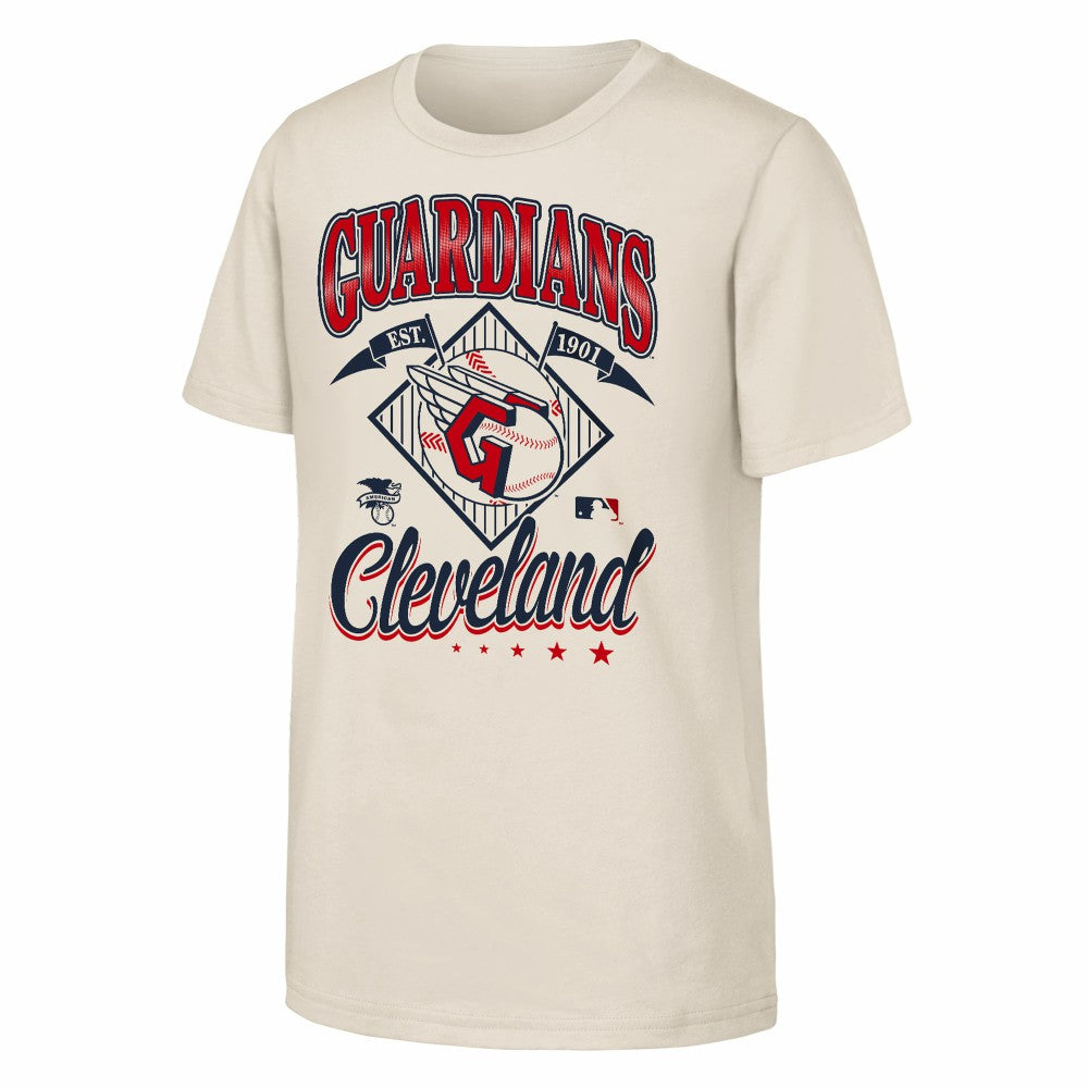 Cleveland Guardians Outerstuff Youth Triple Hit T-Shirt - Natural - MLB Lifestyle