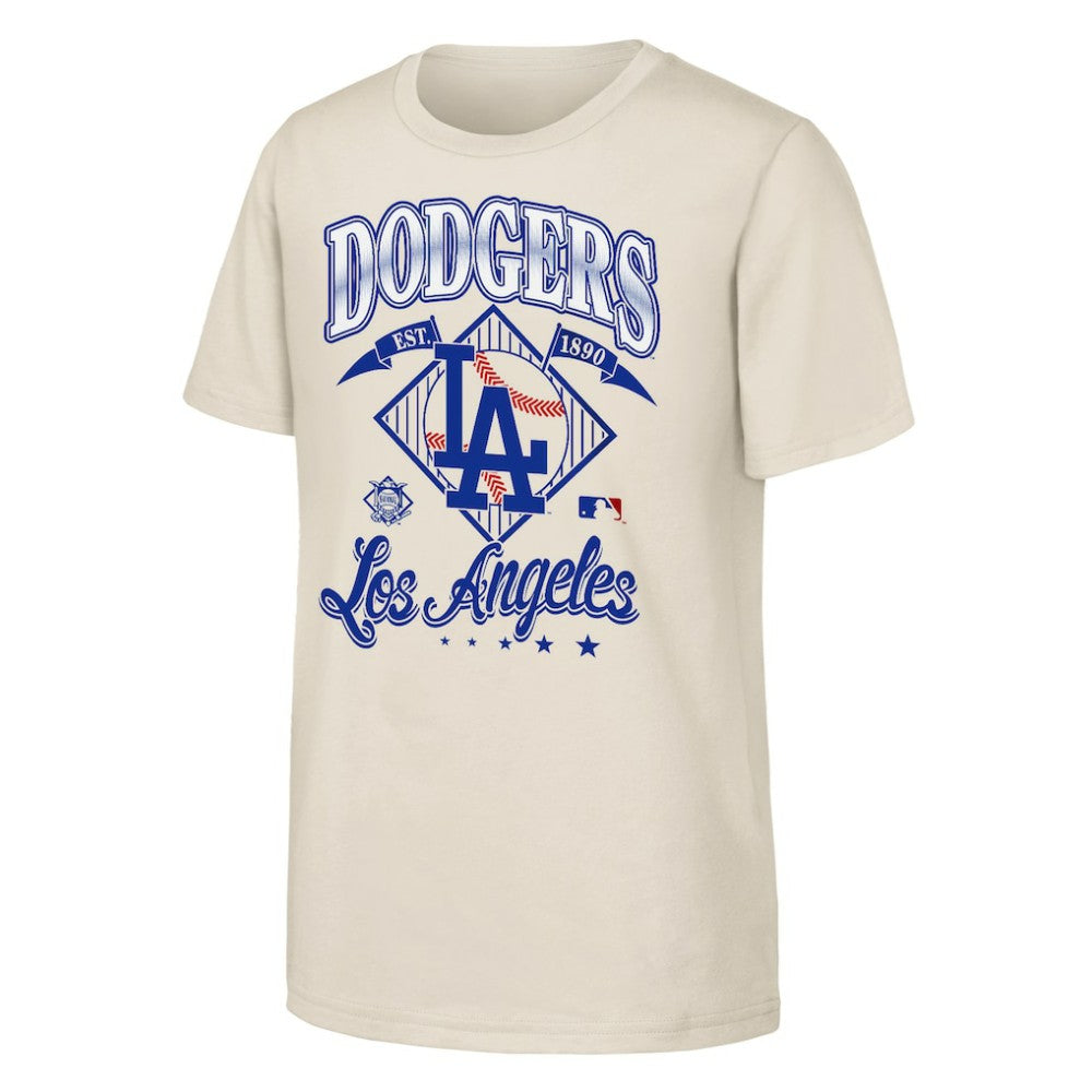 Los Angeles Dodgers Outerstuff Youth Triple Hit T-Shirt - Natural - MLB Discount