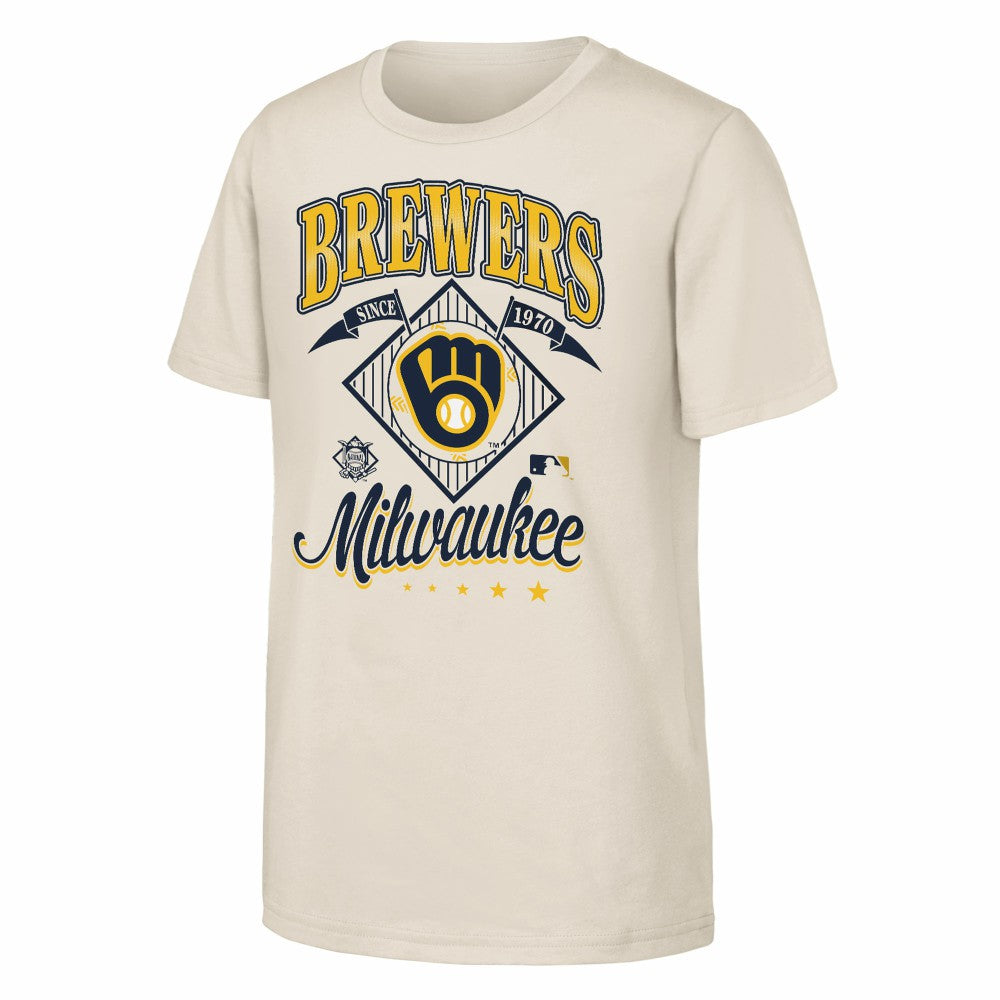 Milwaukee Brewers Outerstuff Youth Triple Hit T-Shirt - Natural - MLB Online
