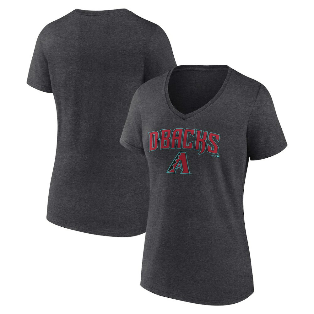 Arizona Diamondbacks Women's Team Lockup V-Neck T-Shirt - Charcoal - MLB on Sale