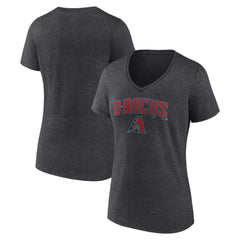 Arizona Diamondbacks Women's Team Lockup V-Neck T-Shirt - Charcoal - MLB on Sale
