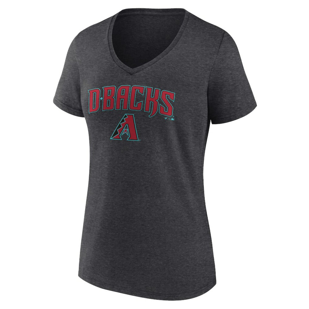 Arizona Diamondbacks Women's Team Lockup V-Neck T-Shirt - Charcoal - MLB on Sale