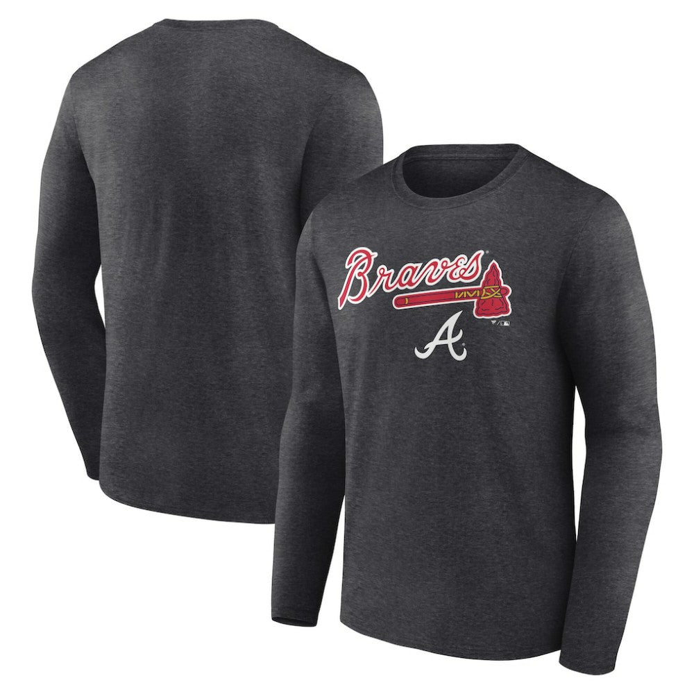 Atlanta Braves Team Lockup Long Sleeve T-Shirt - Charcoal - MLB Sale