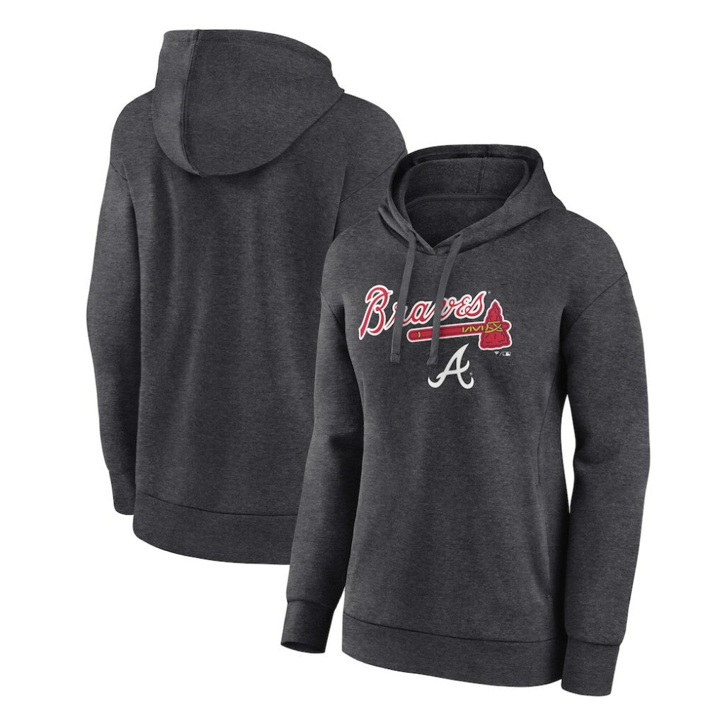 Atlanta Braves Women's Team Lockup Hoodie - Charcoal - MLB Discount