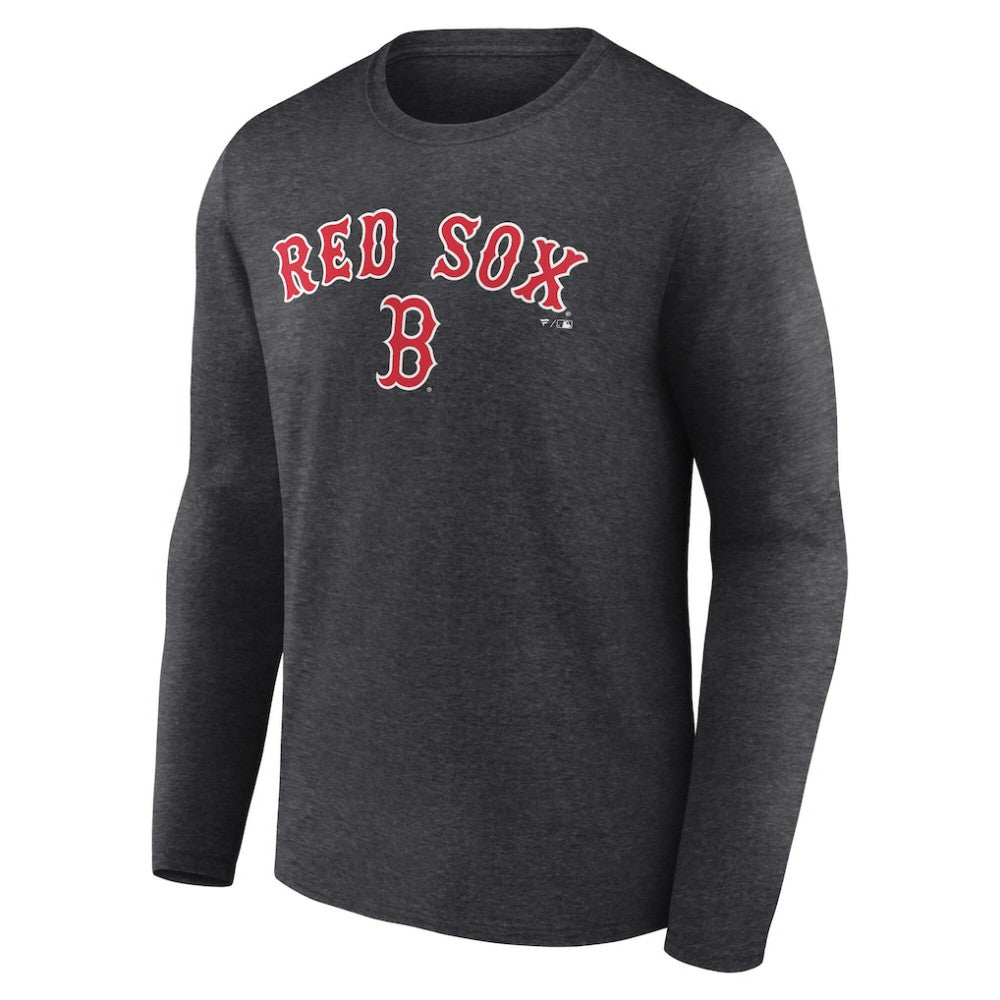 Boston Red Sox Team Lockup Long Sleeve T-Shirt - Charcoal - MLB Sale