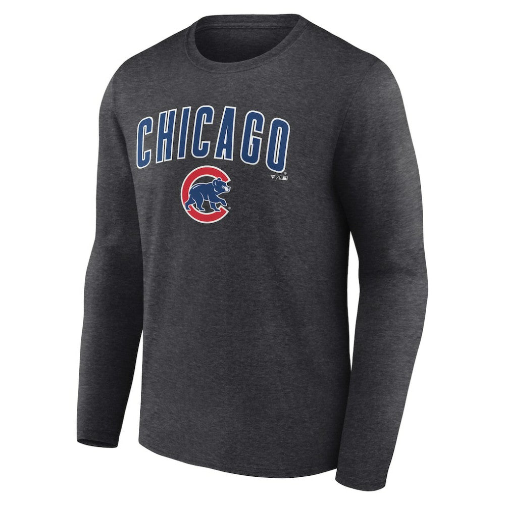 Chicago Cubs Team Lockup Long Sleeve T-Shirt - Charcoal - MLB Lifestyle