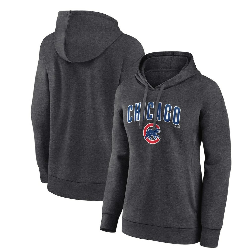 Chicago Cubs Women's Team Lockup Hoodie - Charcoal - MLB Lifestyle