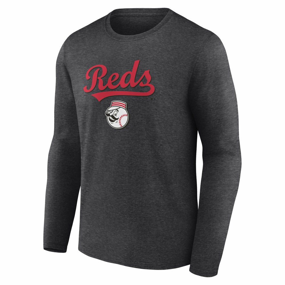 Cincinnati Reds Team Lockup Long Sleeve T-Shirt - Charcoal - MLB Discount