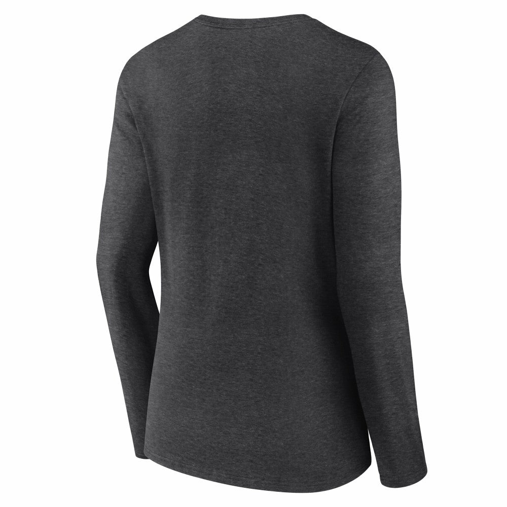 Cincinnati Reds Women's Team Lockup Long Sleeve V-Neck T-Shirt - Charcoal - MLB Lifestyle