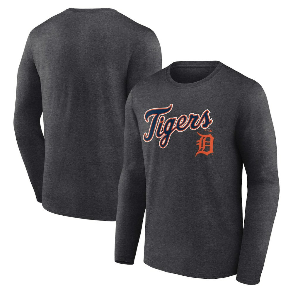 Detroit Tigers Team Lockup Long Sleeve T-Shirt - Charcoal - MLB Online