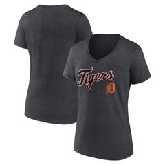 Detroit Tigers Women's Team Lockup V-Neck T-Shirt - Charcoal - MLB Online