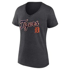 Detroit Tigers Women's Team Lockup V-Neck T-Shirt - Charcoal - MLB Online