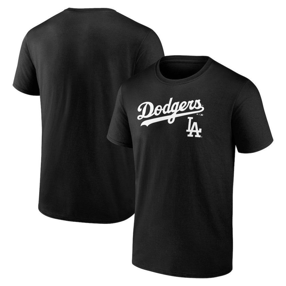 Los Angeles Dodgers Team Lockup T-Shirt - Black - MLB Sale