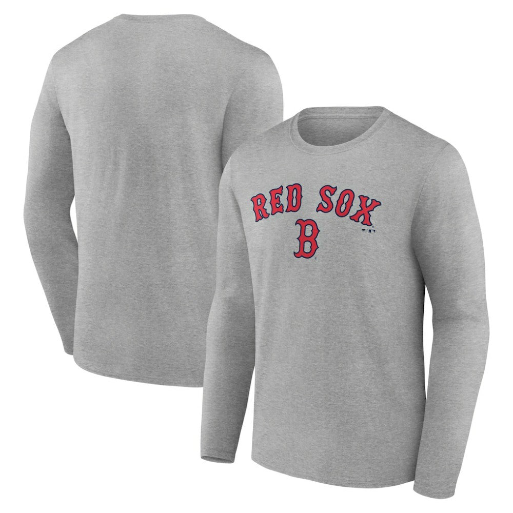 Boston Red Sox Team Lockup Long Sleeve T-Shirt - Gray - MLB Online