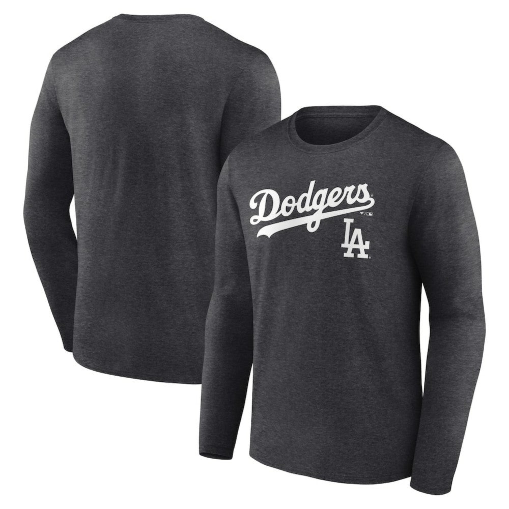 Los Angeles Dodgers Team Lockup Long Sleeve T-Shirt - Charcoal - MLB Online