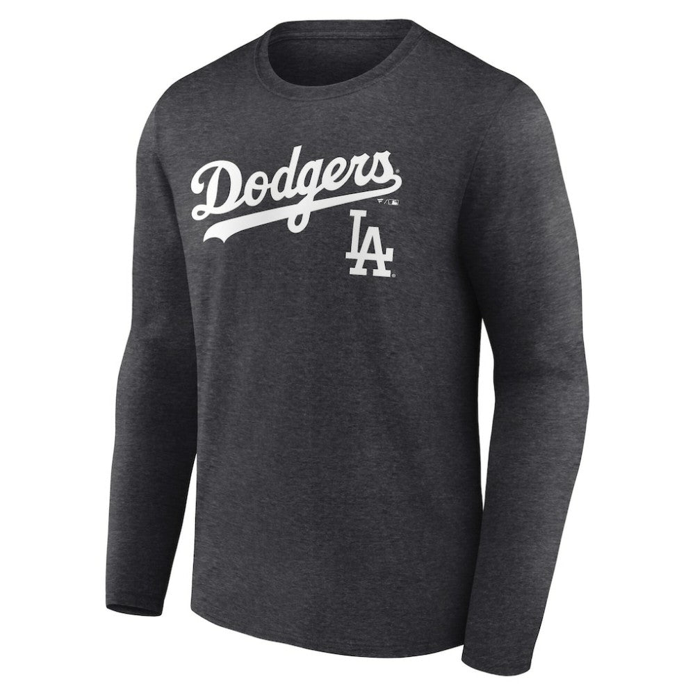 Los Angeles Dodgers Team Lockup Long Sleeve T-Shirt - Charcoal - MLB Online