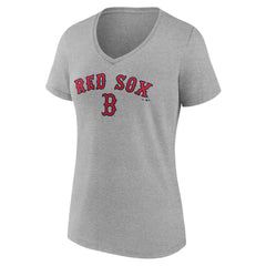 Boston Red Sox Women's Team Lockup V-Neck T-Shirt - Gray - MLB on Sale