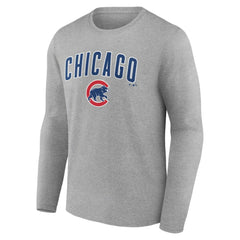 Chicago Cubs Team Lockup Long Sleeve T-Shirt - Gray - MLB Sale