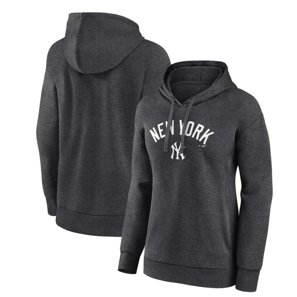 New York Yankees Women's Team Lockup Hoodie - Charcoal - MLB Lifestyle