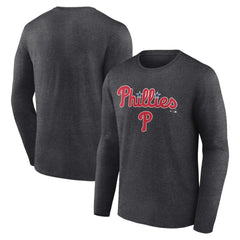 Philadelphia Phillies Team Lockup Long Sleeve T-Shirt - Charcoal - MLB Online
