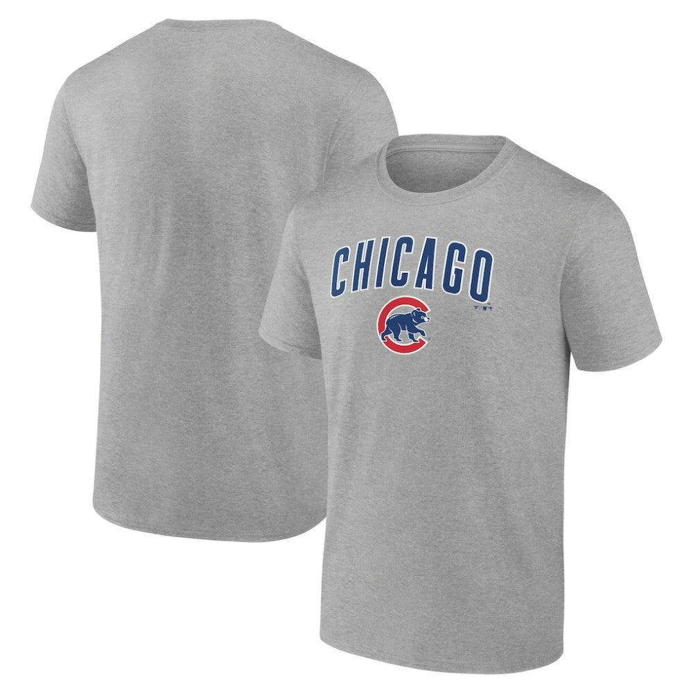 Chicago Cubs Team Lockup T-Shirt - Heather Gray - MLB Discount