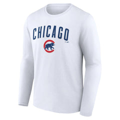 Chicago Cubs Team Lockup Long Sleeve T-Shirt - White - MLB Discount