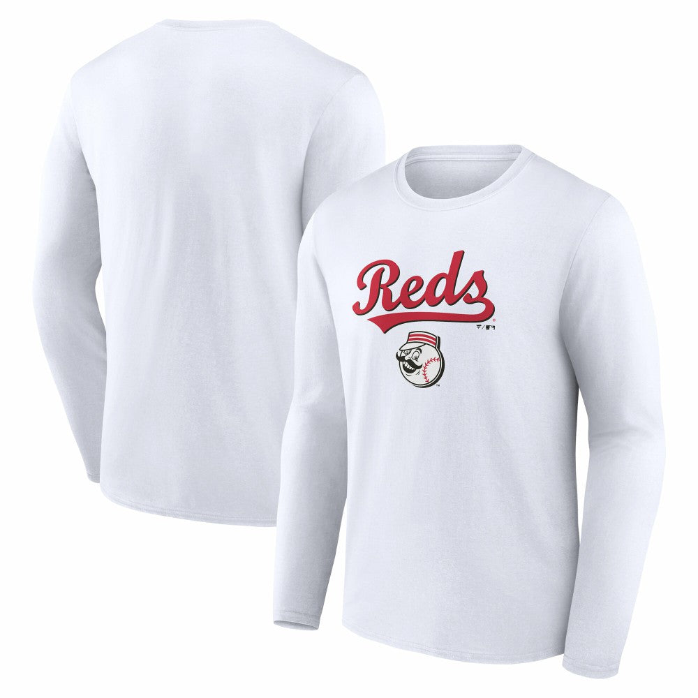 Cincinnati Reds Team Lockup Long Sleeve T-Shirt - White - MLB Discount