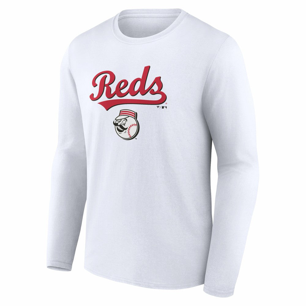 Cincinnati Reds Team Lockup Long Sleeve T-Shirt - White - MLB Discount