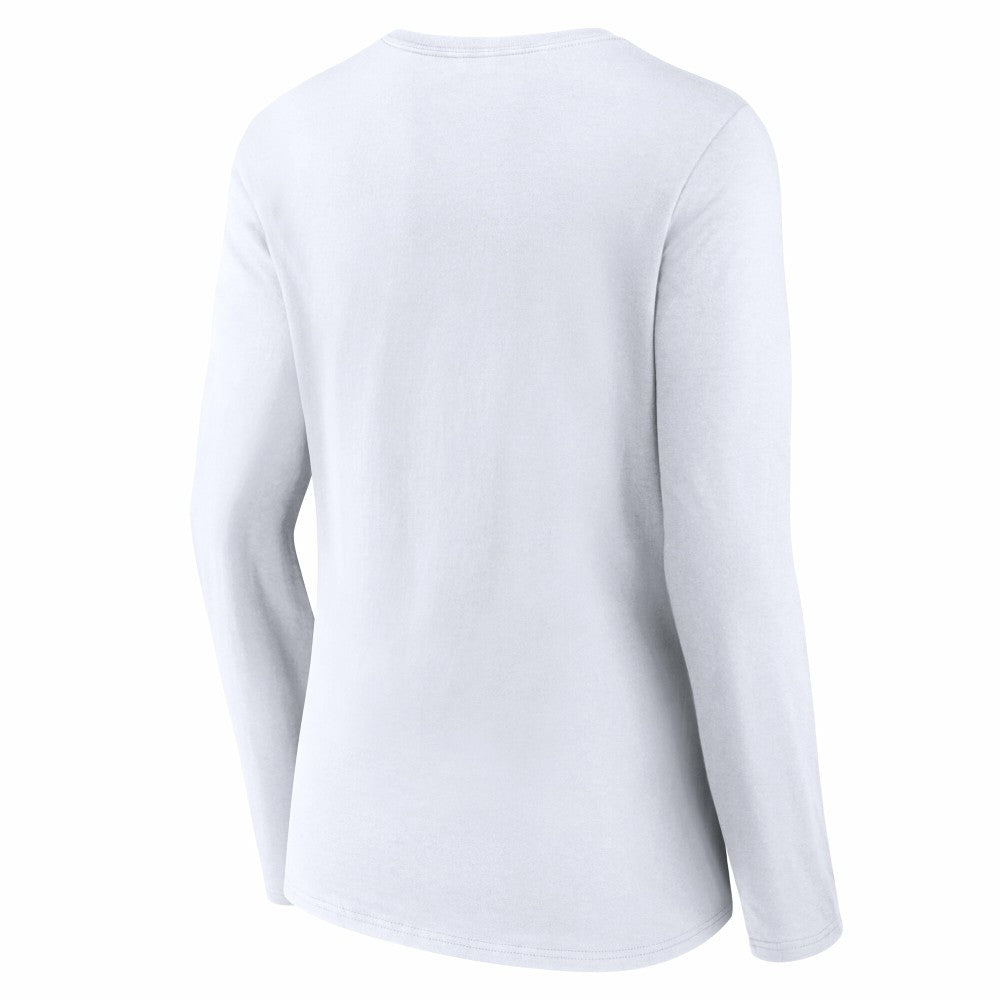 Cincinnati Reds Women's Team Lockup Long Sleeve V-Neck T-Shirt - White - MLB Lifestyle