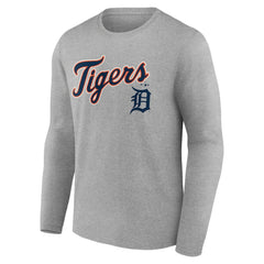 Detroit Tigers Team Lockup Long Sleeve T-Shirt - Gray - MLB Lifestyle