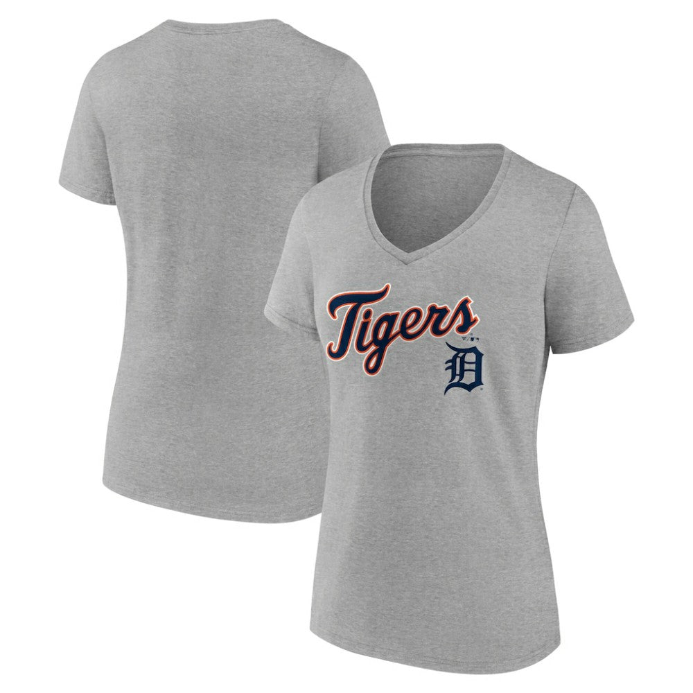 Detroit Tigers Women's Team Lockup V-Neck T-Shirt - Gray - MLB Online