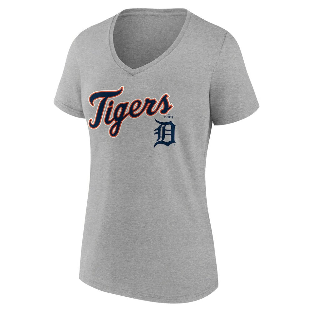 Detroit Tigers Women's Team Lockup V-Neck T-Shirt - Gray - MLB Online
