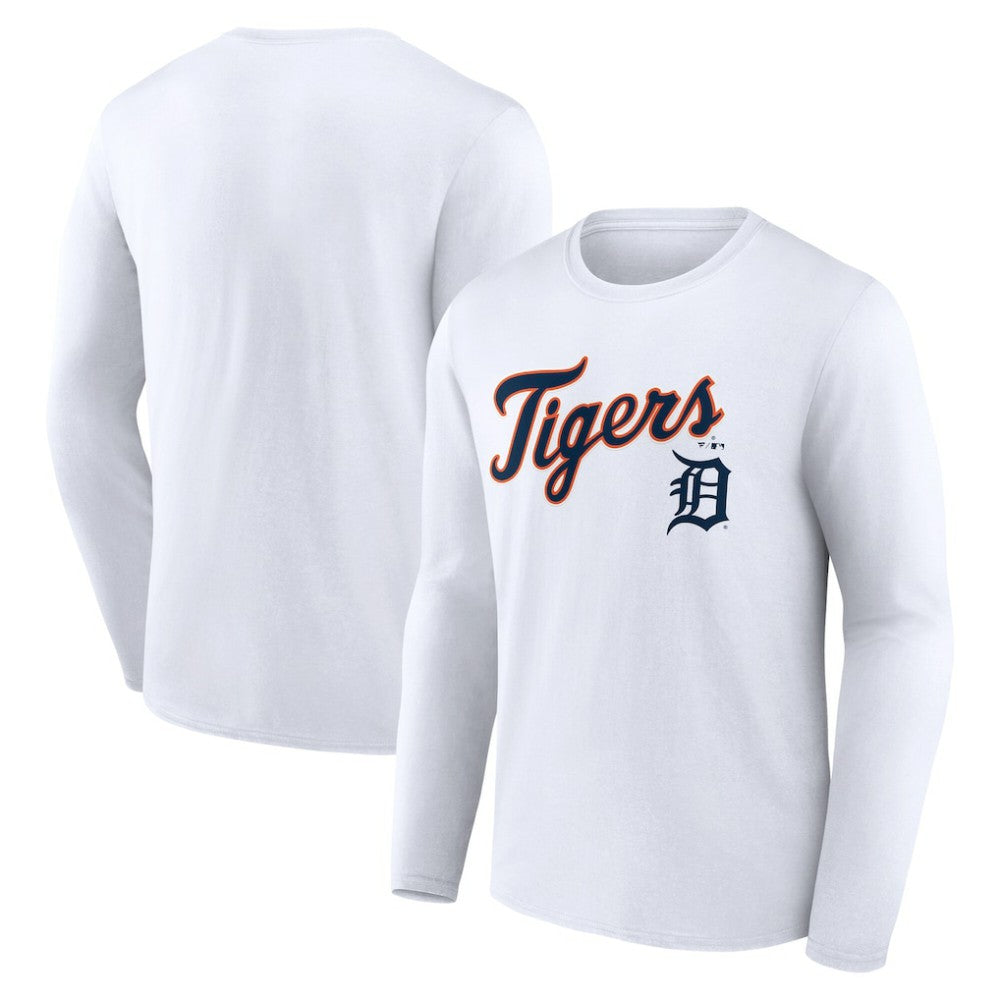 Detroit Tigers Team Lockup Long Sleeve T-Shirt - White - MLB Online