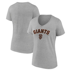 San Francisco Giants Women's Team Lockup V-Neck T-Shirt - Gray - MLB Lifestyle