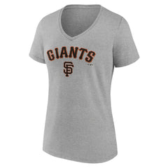 San Francisco Giants Women's Team Lockup V-Neck T-Shirt - Gray - MLB Lifestyle