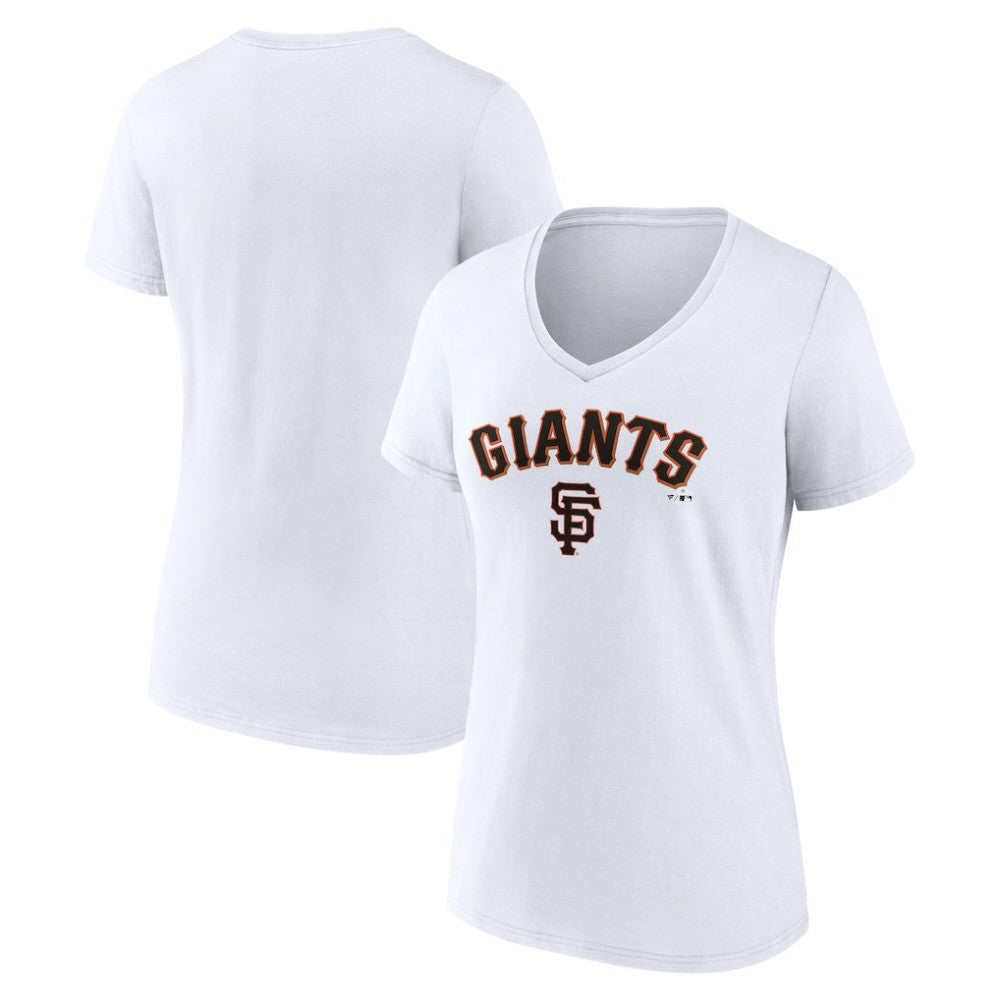 San Francisco Giants Women's Team Lockup V-Neck T-Shirt - White - MLB Sale